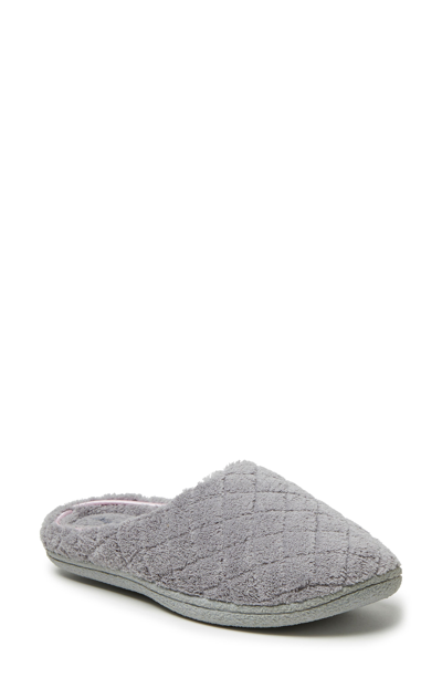 Dearfoams Womens Leslie Quilted Microfiber Terry Memory Foam Clog Slipper In Gray