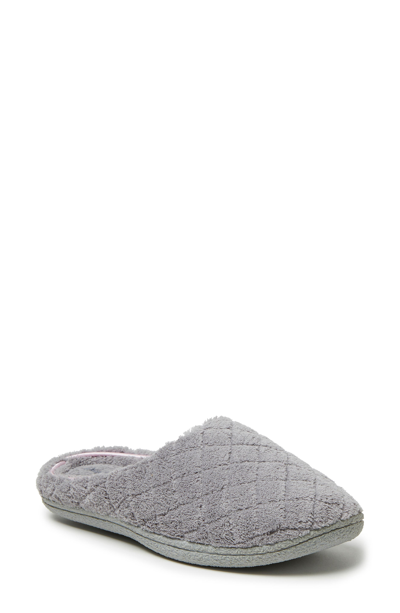 Dearfoams Womens Leslie Quilted Microfiber Terry Memory Foam Clog Slipper In Grey