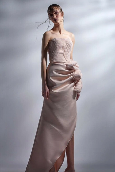 Gaby Charbachy Copy Of Strapless High-lo Gown In Pink