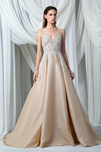 Tony Ward Sleeveless Silk Organza Cloquée Gown