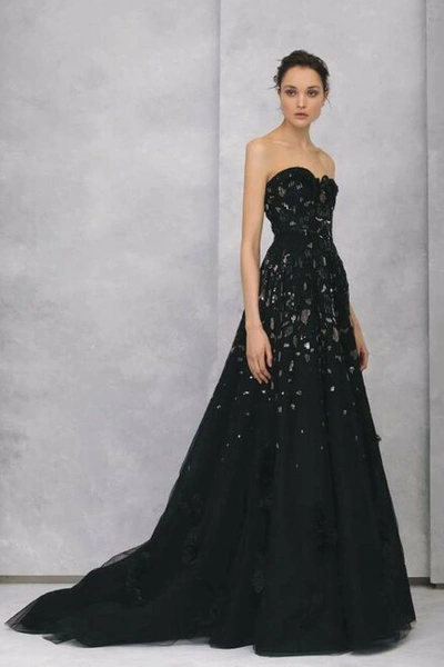 Tony Ward Strapless Sequin Evening Gown