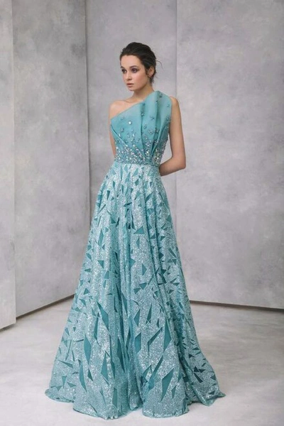 Tony Ward Strapless Crystals And Sequin Gown