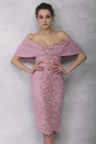 Tony Ward Hand-embroidered Off Shoulder Cocktail Dress