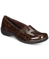 Easy Street Womens Embossed Piping Loafers In Brown Patent Croco