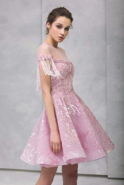 Tony Ward Charleston Hand-embroidered Sleeve Cocktail Dress