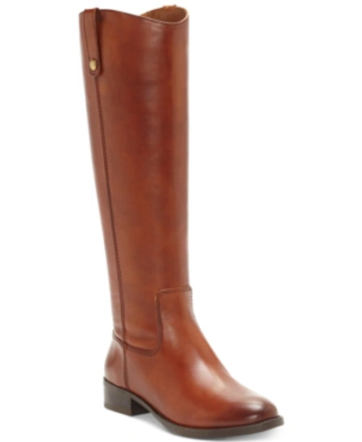 Inc International Concepts Fawne Wide-calf Riding Leather Boots, Created For Macy's Women's Shoes In Cognac
