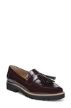 Franco Sarto Carolynn Lugged Bottom Loafers Women's Shoes In Dark Burgundy Faux Patent