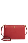 Tory Burch Kira Pebbled Leather Wallet Crossbody Bag In Redstone/ Rolled Brass