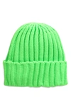 Rainbow Unicorn Birthday Surprise Freya Ribbed Beanie In Bright Green