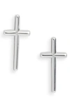 Knotty Cross Stud Earrings In Rhodium