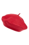 Halogenr Wool Blend Beret In Red Scooter