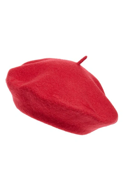 Halogenr Wool Blend Beret In Red Scooter