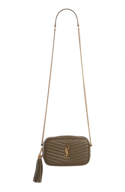 Saint Laurent Mini Lou Quilted Leather Crossbody Bag In Seaweed