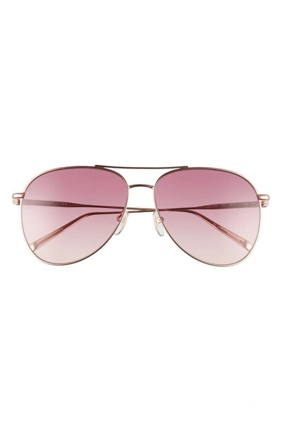 Longchamp Classic 59mm Gradient Aviator Sunglasses In Rose Gold/ Rose Gradient