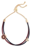 Tory Burch Enamel Logo Slider Bracelet In Tory Gold/ Burgundy/ Navy