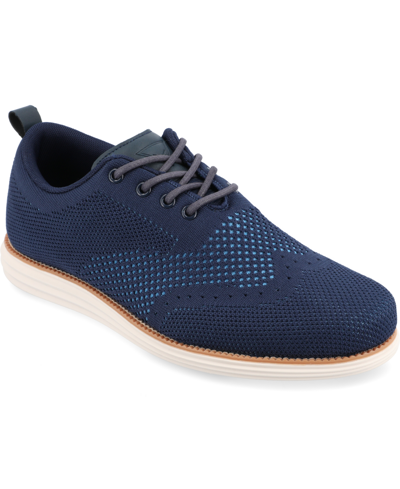 Vance Co. Men's Ezra Wide Width Tru Comfort Foam Knit Wingtip Dress Shoes In Blue