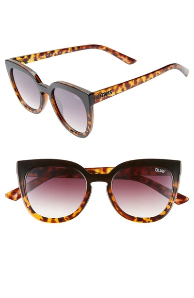Quay Noosa 55mm Cat Eye Sunglasses In Black To Tort / Brown Fade