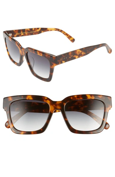 Diff Austen 55mm Square Sunglasses In Dark Tortoise/ Blue