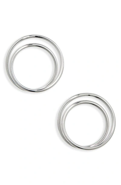 Knotty Double Hoop Earrings In Rhodium