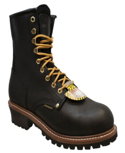 Adtec Men's 9" Water Resistant Steel Toe Logger Boot Men's Shoes In Black