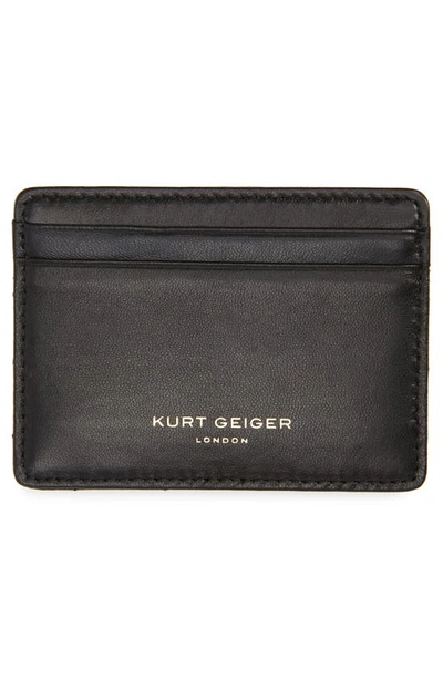 Kurt Geiger Chevron Quilted Leather Card Case In Black
