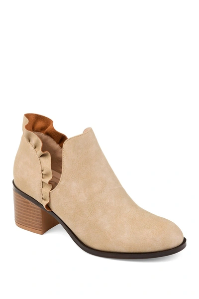 Journee Collection Journee Lennie Ruffle Trim Ankle Bootie In Taupe