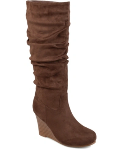 Journee Collection Women's Haze Wide Calf Boots In Brown