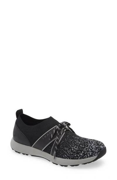 Traq By Alegria Alegria Qool Water Resistant Knit Sneaker In Black Multi Leather