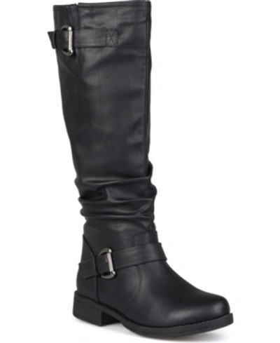 Journee Collection Women's Stormy Extra Wide Calf Knee High Riding Boots In Black