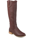 Journee Collection Women's Taven Extra Wide Calf Stacked Heel Western Detail Mid Shaft Boots In Wine