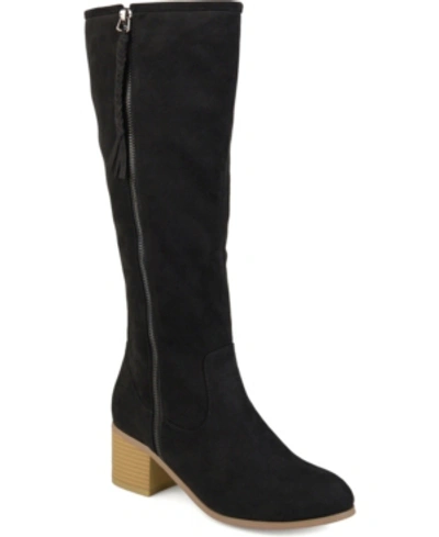 Journee Collection Women's Sanora Stacked Heel Mid Shaft Boots In Black