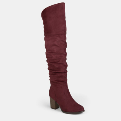 Journee Collection Kaison Womens Faux Suede Almond Toe Over-the-knee Boots In Wine