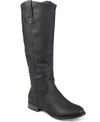 Journee Collection Women's Taven Stacked Heel Western Detail Mid Shaft Boots In Black