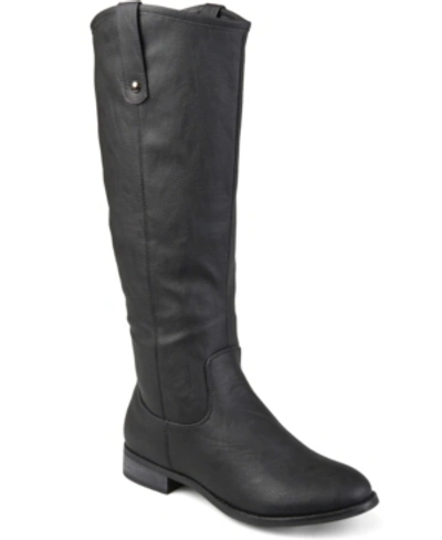 Journee Collection Women's Taven Stacked Heel Western Detail Mid Shaft Boots In Black