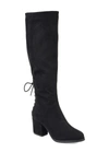 Journee Collection Women's Leeda Wide Calf Lace Up Detail Knee High Boots In Black