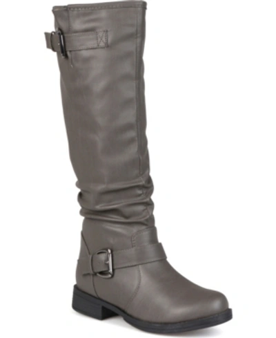 Journee Collection Women's Stormy Wide Calf Knee High Riding Boots In Grey