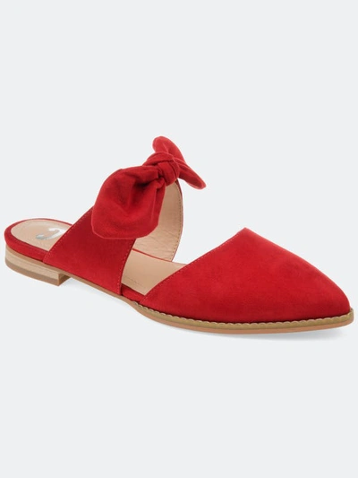 Journee Collection Women's Telulah Bow Slip On Flat Mules In Red