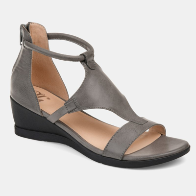 Journee Collection Women's Trayle Wedge Sandals Women's Shoes In Grey