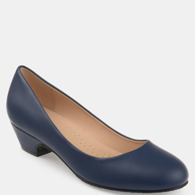 Journee Collection Women's Saar Comfort Block Kitten Heel Pumps In Blue