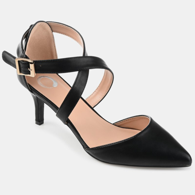 Journee Collection Women's Riva Crisscross Strap Pointed Toe Pumps In Black