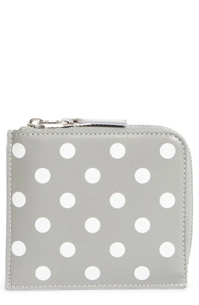 Comme Des Garçons Dot Print Half Zip Wallet In Grey