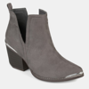 Journee Collection Women's Issla Block Heel Western Booties In Gray