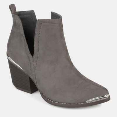 Journee Collection Women's Issla Block Heel Western Booties In Grey