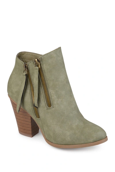 Journee Collection Women's Vally Double Zipper Bootie In Olive