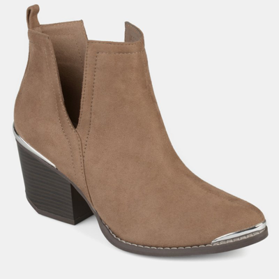 Journee Collection Journee Issla Metal Trim Bootie In Taupe