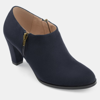 Journee Collection Sanzi Womens Faux Suede Block Heel Booties In Navy