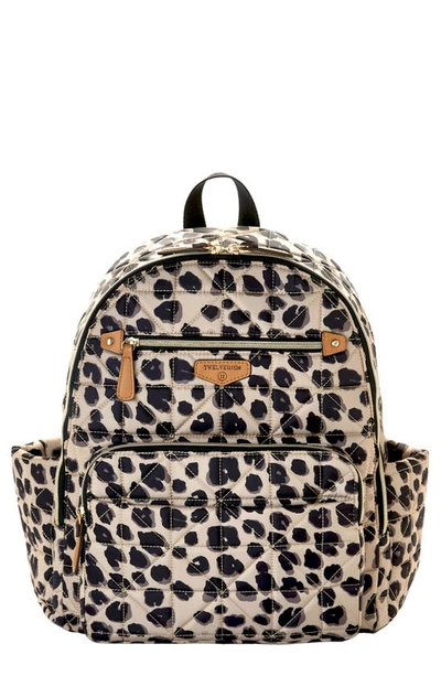Twelvelittle Companion Quilted Nylon Diaper Backpack In Leopard Print