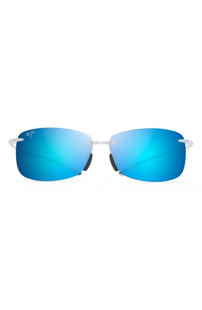 Maui Jim Akau 62mm Polarizedplus2® Rimless Rectangular Sunglasses In Matte Crystal/ Blue Hawaii