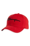 Champion Classic Script Baseball Cap In Scarlet