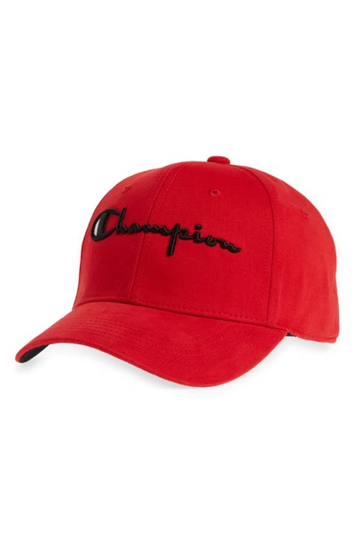 Champion Classic Script Baseball Cap In Scarlet